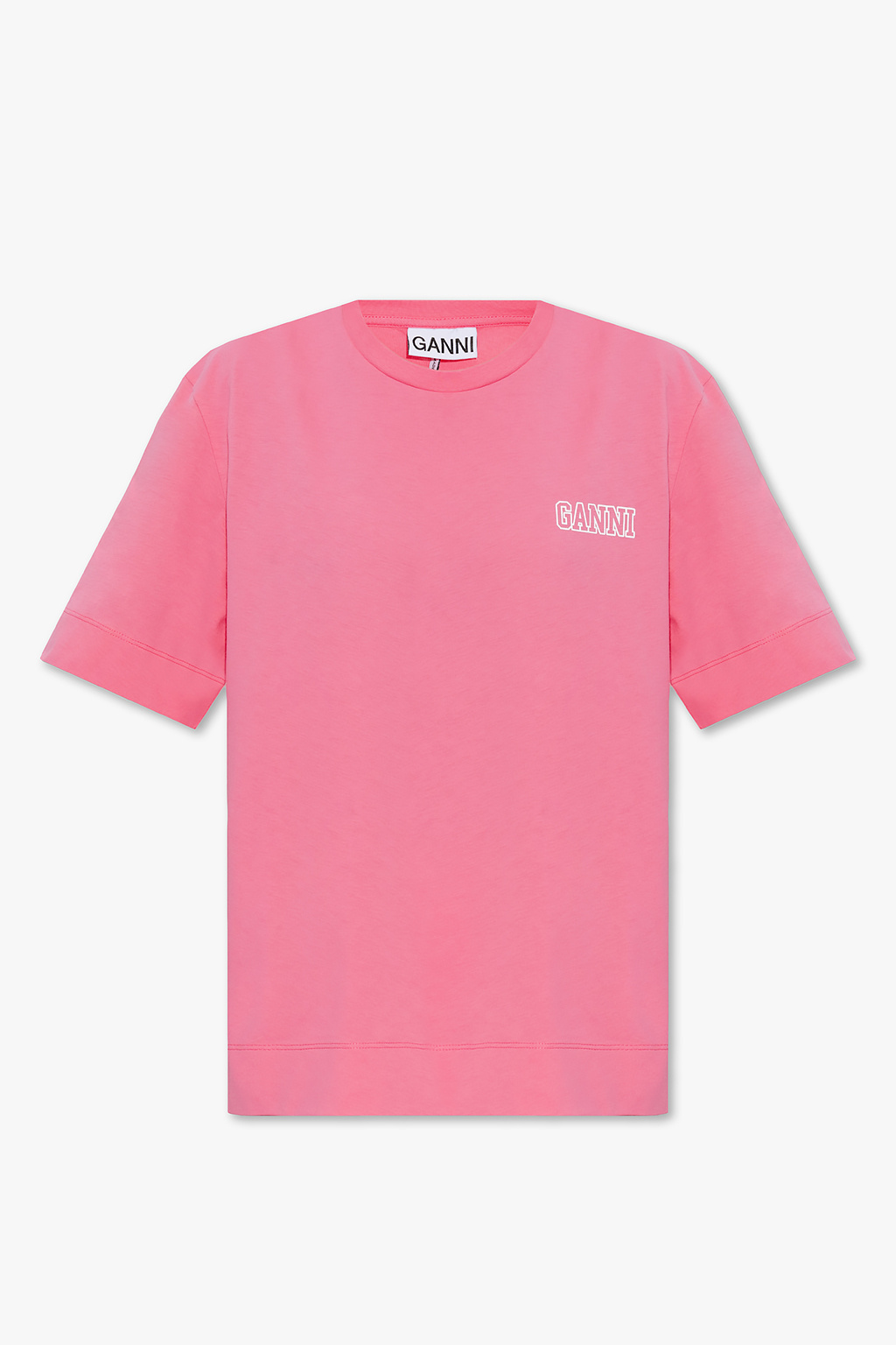 Pink T shirt with logo Ganni Vitkac France